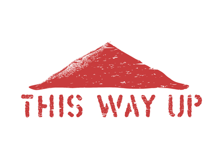 Top, this way up box sign or stamp imprint symbols for cargo. Vector grungy icon with arrowのイラスト素材