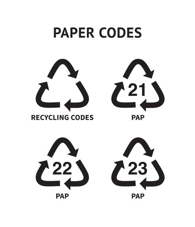 Paper recycling codes, cardboard, paper, paperboard, card, coverのイラスト素材