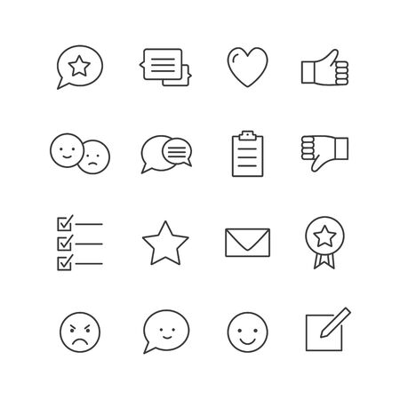Feedback icons Thin line icons set of testimonials and customer relationship managementのイラスト素材