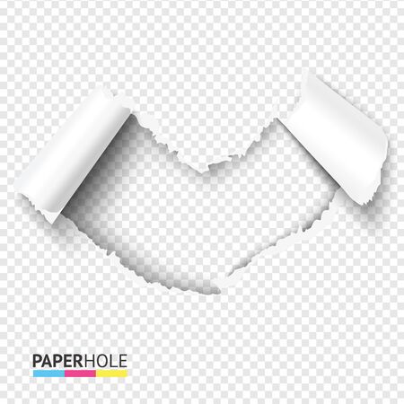 Blank torn cardboard heart shape hole with bent pieces on transparent background for valentines day vector poster. Empty tear edge paper hole banner for love, kiss ect. concept.のイラスト素材