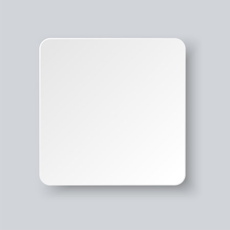 Blank square paper piece with shadow isolated on gray background. Paper frame for your designのイラスト素材