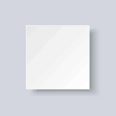 White paper square banner with drop shadow. Blank white paper square template vectorのイラスト素材