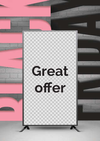 Banner template for black friday sale. Template for social media stories, flyers, poster with Black Friday text and big screen for photosのイラスト素材