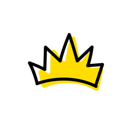 Crown doodle vector icon. Gold crown symbol for  emblem. Symbol of royaltyのイラスト素材