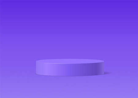 Violet cylinder pedestal podium. Realistic vector rendering 3d shapeのイラスト素材