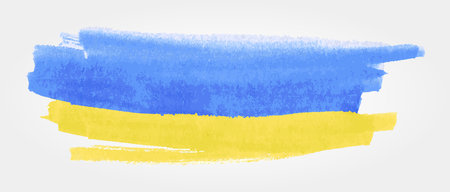 Flag of Ukraine isolated on white background. Brush painted watercolor flag of country Ukraine.のイラスト素材