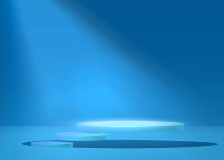 Cosmetic stand. Product placement mockup 3d background with black and red podium for object display and cosmetic showcase realistic vector illustrationのイラスト素材