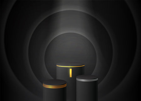 Winner podium with number first place. Pedestal winner at sporting events, champions. Pedestal mockup realistic vectorのイラスト素材
