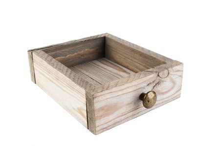 Old wooden box isolated on white backgroundの写真素材