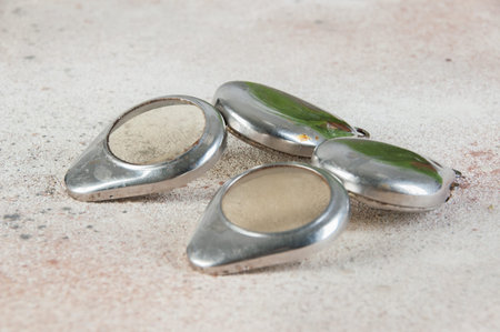 Antique pocket watch cases. Copy space for text, photography props.