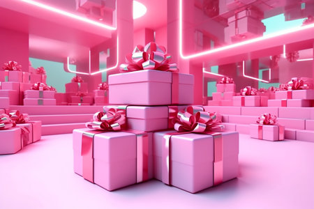 Boxing day sale and gift boxes, copy space for text. Generative AIの素材