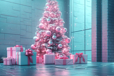 Boxing day sale and gift boxes, copy space for text. Generative AIの素材