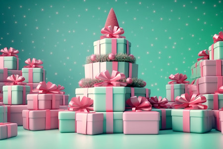 Boxing day sale and gift boxes, copy space for text. Generative AIの素材
