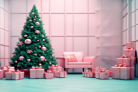 Boxing day sale and gift boxes, copy space for text. Generative AIの素材