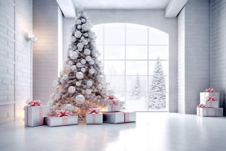 Boxing day sale and gift boxes, copy space for text. Generative AIの素材