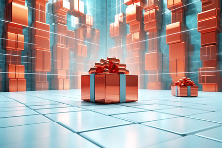 Boxing day sale and gift boxes, copy space for text. Generative AIの素材