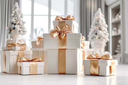 Boxing day sale and gift boxes, copy space for text. Generative AIの素材