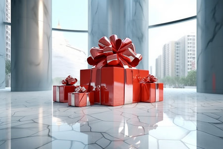 Boxing day sale and gift boxes, copy space for text. Generative AIの素材