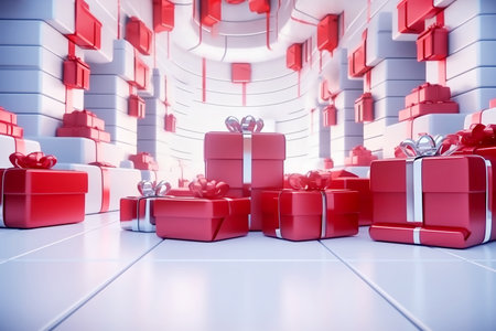 Boxing day sale and gift boxes, copy space for text. Generative AIの素材