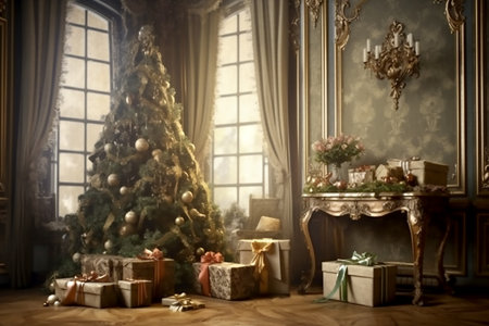 Boxing day sale and gift boxes, copy space for text. Generative AIの素材