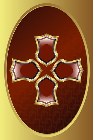 Golden royal medallion with floral elementsのイラスト素材