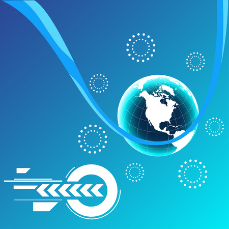 Vector planet earth in blue space dimensionのイラスト素材