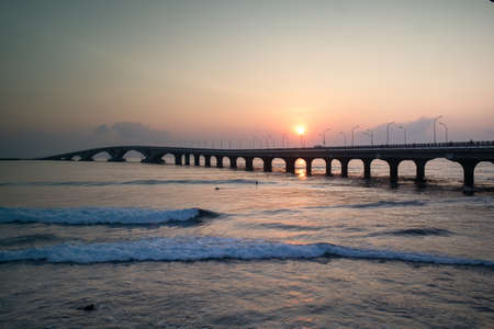 Sunrise in Feridhoo Island, Maldivesの写真素材