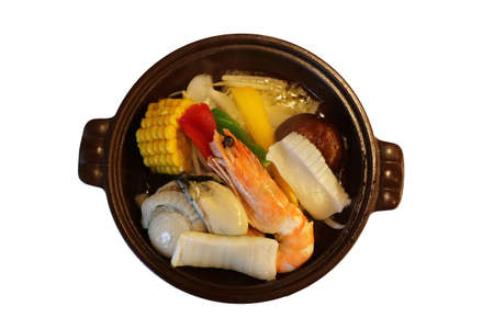 Boiled seafood with vegetables in a Japanese ryokanの写真素材