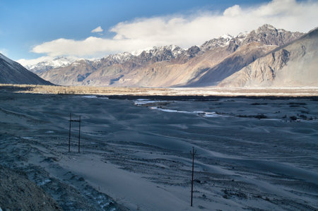 Hunder - sand dunes in the high altitude desert of Nubra valley