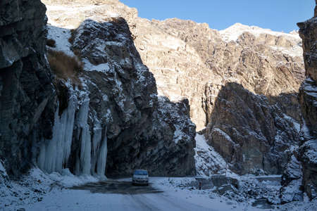 Ladakh-Kashmir highway in winterの写真素材