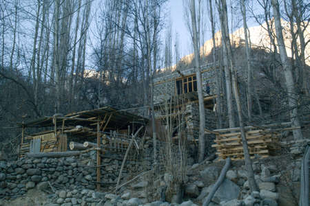 Balti people houses in remote Turtuk, the northernmost village in Indiaの写真素材
