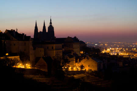 St. Vitus Cathedral in Prague just before sunriseのeditorial素材
