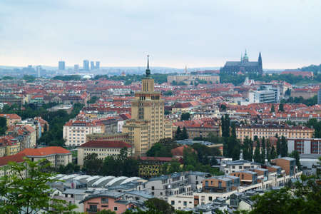 Evening view of Prague from the Baba castleのeditorial素材