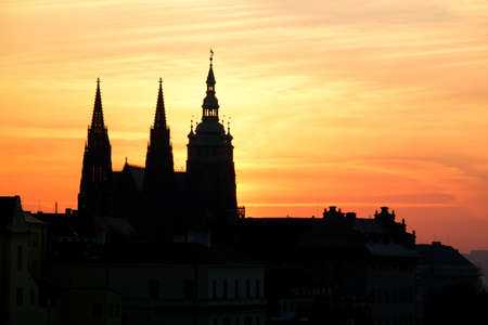 St. Vitus Cathedral in Prague just before sunriseのeditorial素材