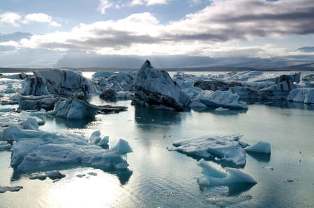 Glacial lagoon Jokulsarlon in south Icelandの写真素材