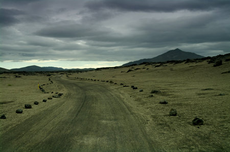Driving on the wild roads of Icelandの写真素材