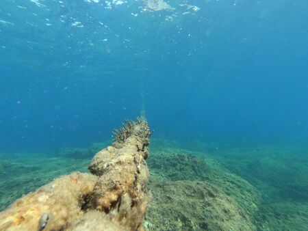 Chains from anchor lying long time in the seaの写真素材