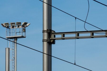 Old train station, rails wires, peron, concrete. Czech Republicの写真素材