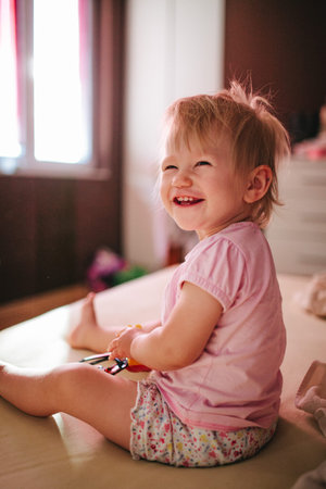 Young girl at homeの写真素材