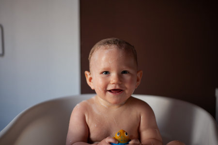 Baby taking a bath