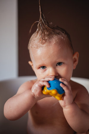 Baby taking a bath