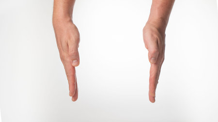 Male hand gestures isolated on white background