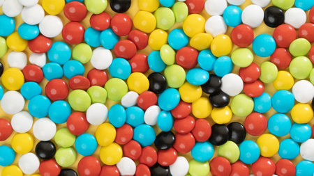 Background of multi-colored dragees, candy close-up