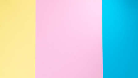 Background stripes in three colors - yellow, pink, blue paperの写真素材