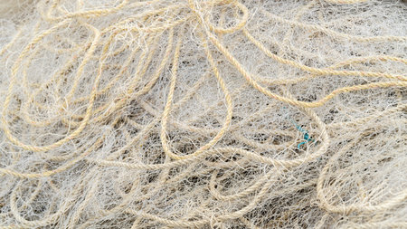 Fishing net and tackle close-up background. high quality photo