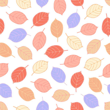 Seamless pattern with colorful leaves. Vector illustration.のイラスト素材