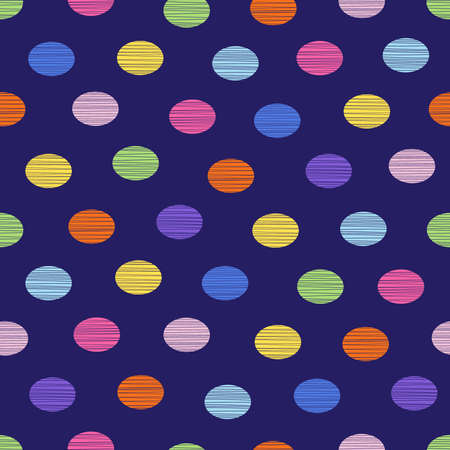 Seamless vector pattern with colorful polka dots. Abstract striped ovals background.のイラスト素材
