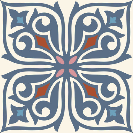 Seamless pattern illustration in traditional style - like Portuguese tiles.のイラスト素材