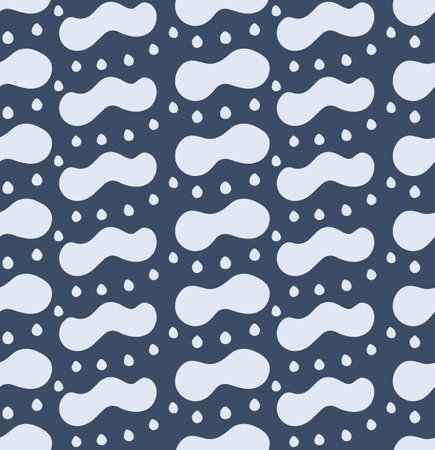 Abstract vector seamless pattern with clouds and rain drops. Raining day concept. Simple graphic design for fabric printing, wrapping paper, textile.のイラスト素材