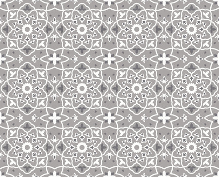 Seamless vector pattern. Background texture in geometric ornamental style. Traditional oriental floral design.のイラスト素材